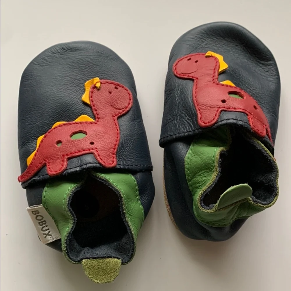 BOBUX dinosaur leather baby shoes